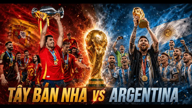 Cầu thủ đội Tây Ban Nha vượt qua cầu thủ đội Argentina trên sân cỏ Cầu thủ đội Tây Ban Nha vượt qua cầu thủ đội Argentina trên sân cỏ